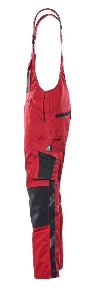 Latzhose mit Knietaschen UNIQUE Rot/Schwarz 76C48