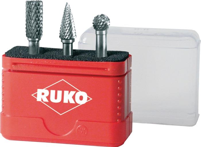 Frässtiftsatz Schaft-Ø 6 mm 3 teilig HM ZYA-ST/SPG/KUD RUKO