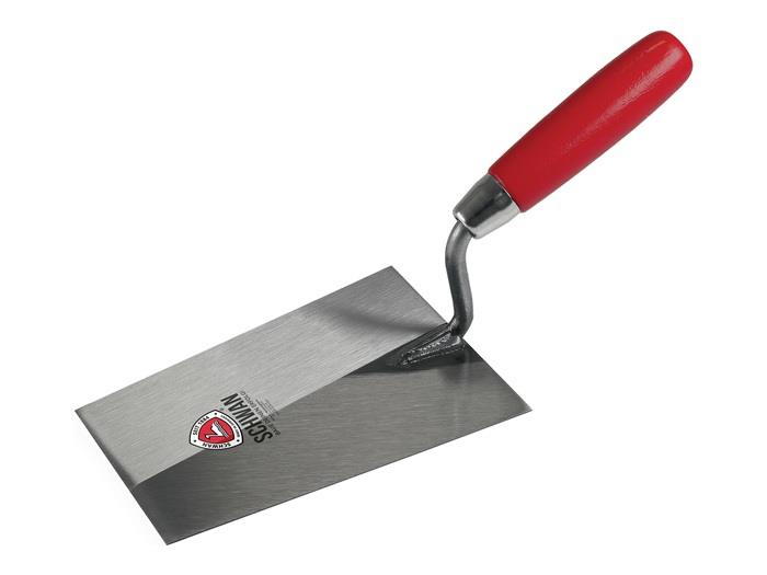 Tiroler Maurerkelle 180 mm Holz lackiert S-Form gehärteter Stahl Stahl Holzheft, S-Hals 125 mm