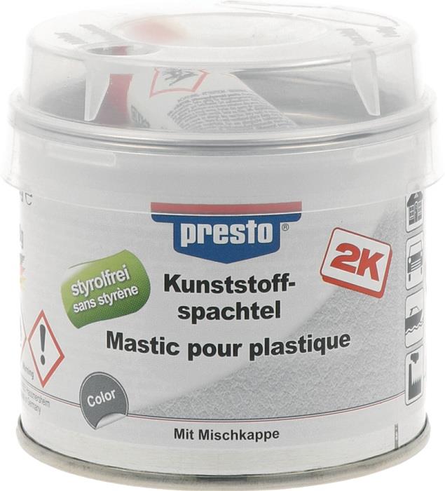 2K-Kunststoffspachtel schwarz, Härter rot 250 g Dose PRESTO