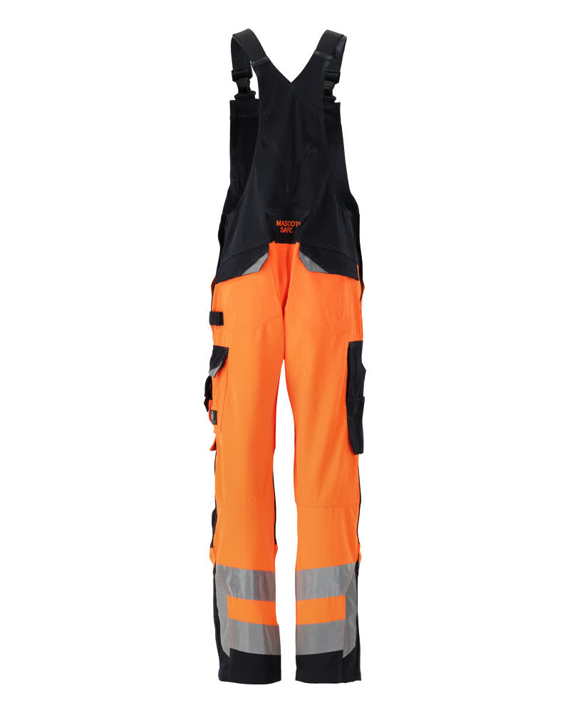 Latzhose mit Knietaschen SAFE SUPREME Hi-vis Orange/Schwarzblau 82C52