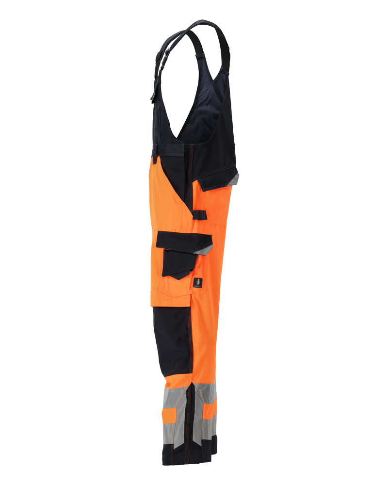 Latzhose mit Knietaschen SAFE SUPREME Hi-vis Orange/Schwarzblau 82C52