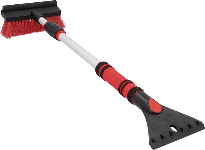 Eisschaber mit Schneebesen 2in1 Teleskop Eisschabkante 115 mm Länge 60 cm schwarz-rot rutschfester Griff NIGRIN