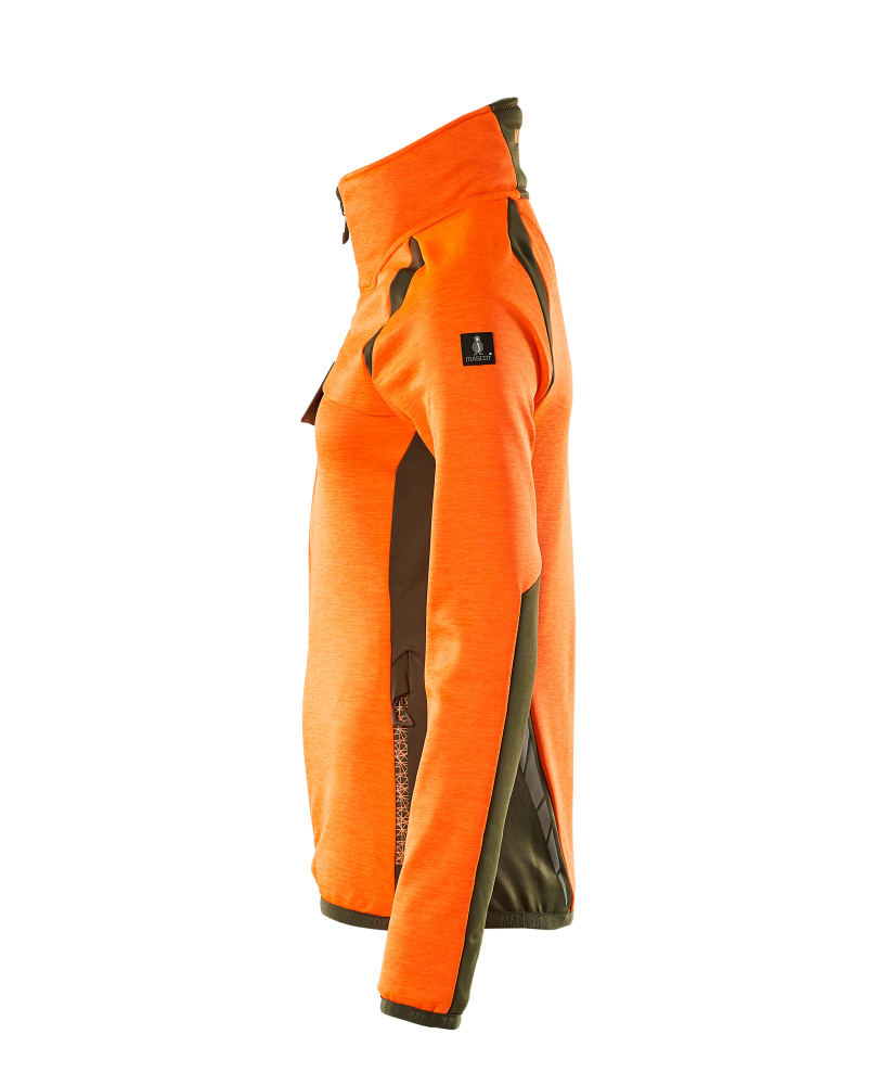 Damen-Passform Fleecejacke ACCELERATE SAFE Hi-vis Orange/Moosgrün L