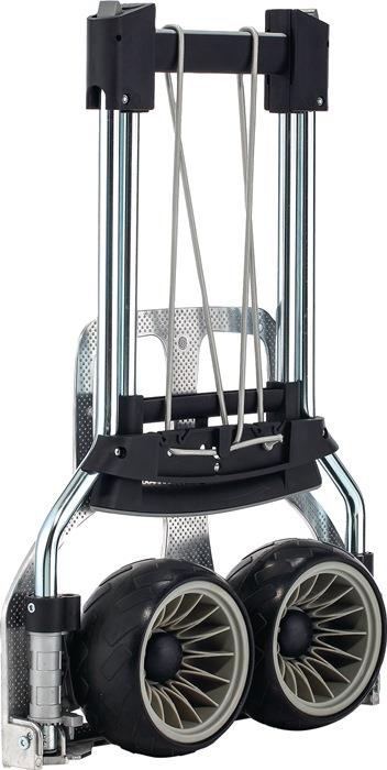 Transportkarren klappbar Stahlrohr, verchromt Aluminium Höhe 1120 mm Schaufellänge 420 mm Schaufelbreite 495 mm Tragfähigkeit 100 kg RUXXAC