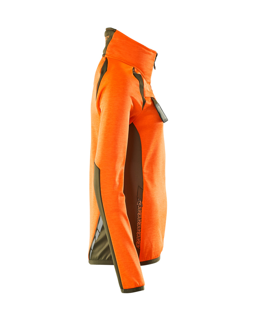 Damen-Passform Fleecejacke ACCELERATE SAFE Hi-vis Orange/Moosgrün L