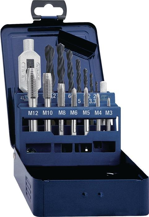 Gewindebohrersatz DIN 352 M3-M12 15 teilig HSS Metallkassette PROMAT