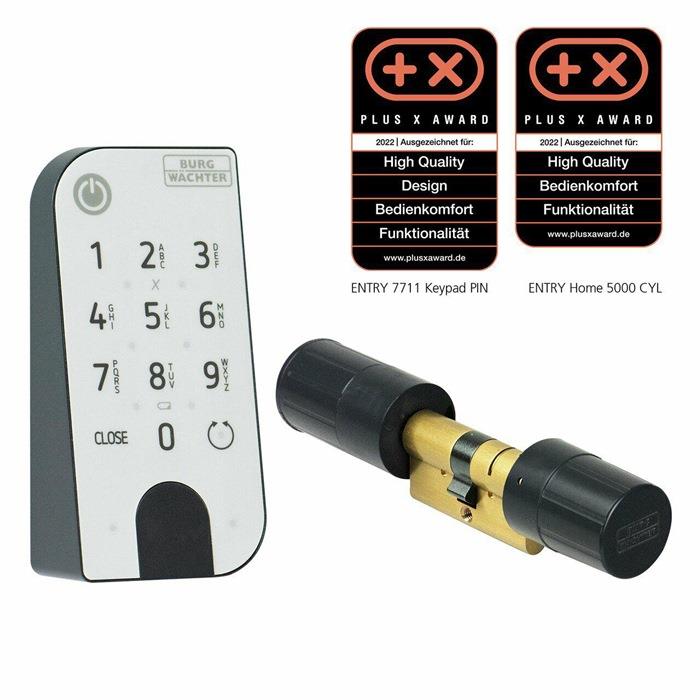 Elektronisches Türschloss 5001 Zylinder und Codetastatur anthrazit + weiß BURG-WÄCHTER