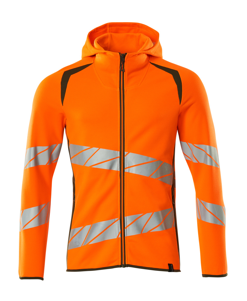 Kapuzenpullover mit Reißverschluss ACCELERATE SAFE Hi-vis Orange/Moosgrün XS