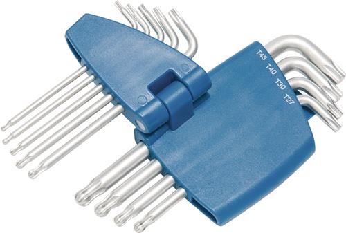 Winkelschraubendrehersatz 9-tlg.T9-T45 m.Kugelk.Ku.-Halter TECWERK