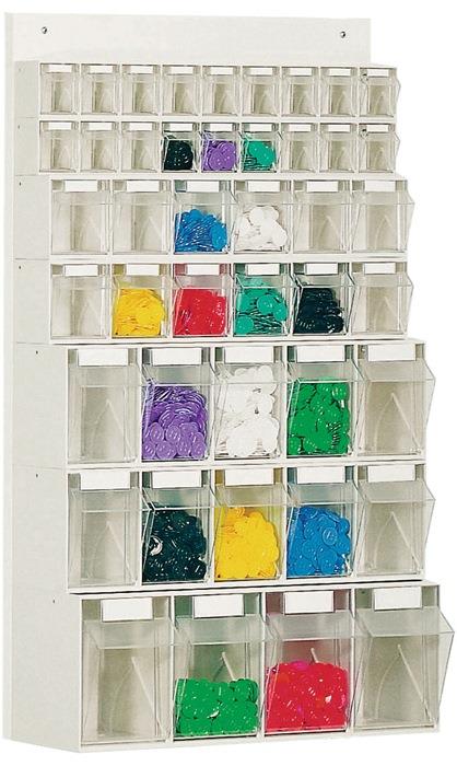 Klarsichtmagazin H960xB600xT185mm 18 x A, 12 x B, 10 x C, 4 x D Kunststoff weiß LOCKWEILER