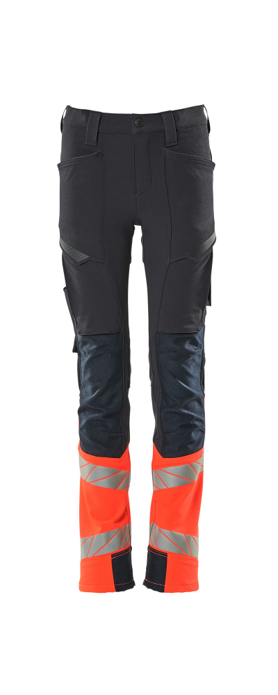 Hose für Kinder ACCELERATE SAFE Schwarzblau/Hi-vis Rot 116