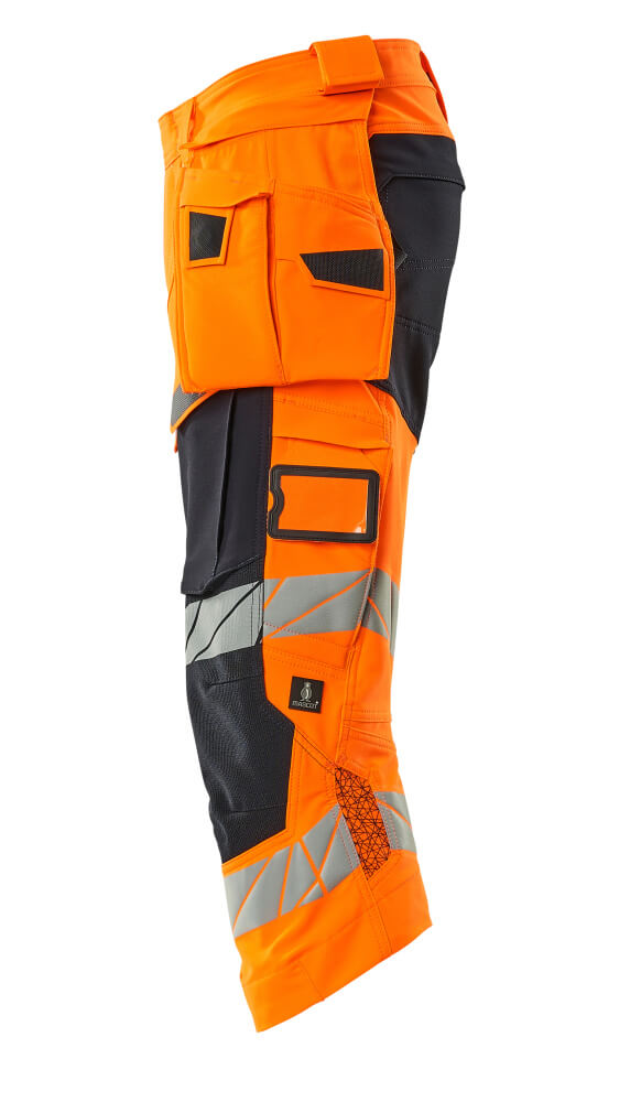 Dreiviertel-Hose mit Hängetaschen ACCELERATE SAFE Hi-vis Orange/Schwarzblau C48