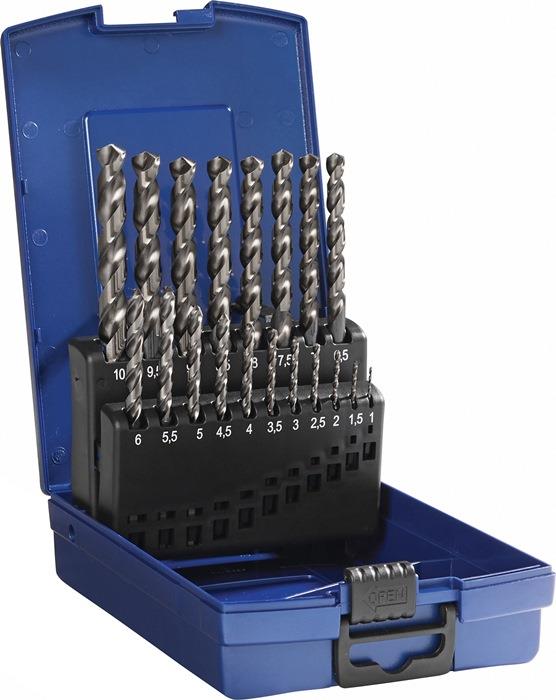 Spiralbohrersatz DIN 338 Typ TFL HSSCo5 fasennitriert 1-10 mm 19 teilig