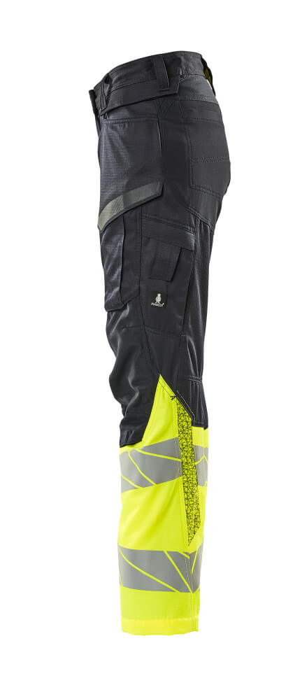 Damen-Passform DIAMOND Hose mit Knietaschen ACCELERATE SAFE Schwarzblau/Hi-vis Gelb 82C50