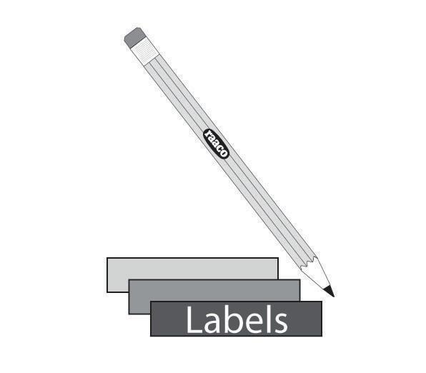 Etikettensatz Etikett f.Sichtboxen, 16St. je Satz 16St. B.125xH.10mm a.Papier m.PE-Schutzfolie f.Art.Nr.871617 RAACO
