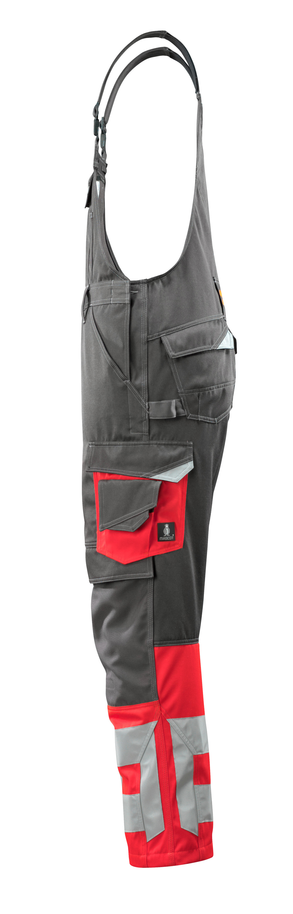 Latzhose mit Knietaschen SAFE SUPREME Dunkelanthrazit/Hi-vis Rot 76C46