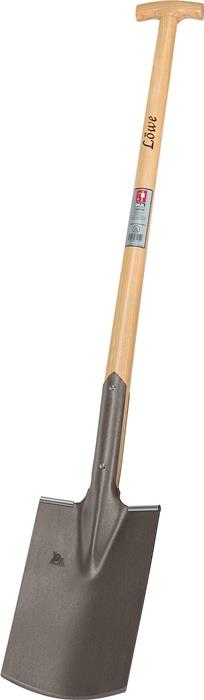 Bauspaten LÖWE 285 x 185 / 180 mm Größe 2 Gärtner Form mit Trittschutz und Eschen-T-Stiel IDEAL