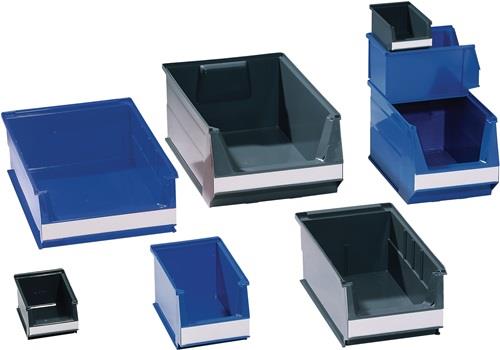 Sichtlagerkasten L160/140xB100xH75mm PE blau LOCKWEILER