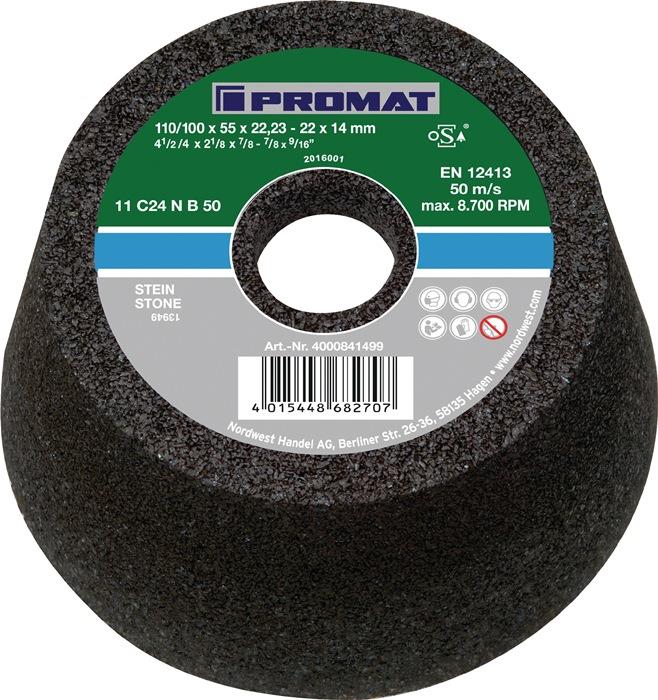 Schleiftopf 110/100 mm Bohrung 22,23 mm PROMAT Natur- und Kunststein, Stahlguss 16 C16N