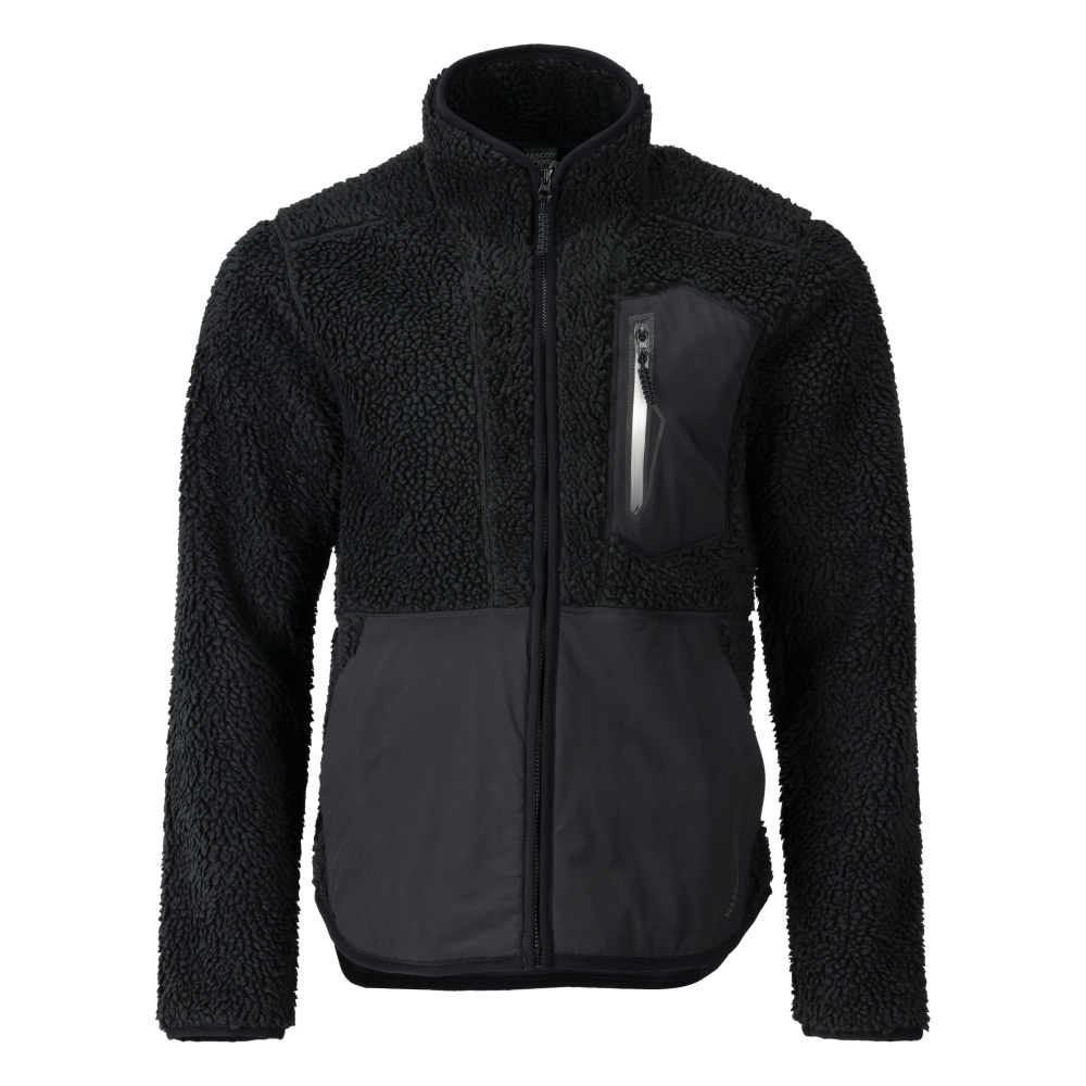Faserpelz Jacke mit Reißverschluss CUSTOMIZED Schwarz XL