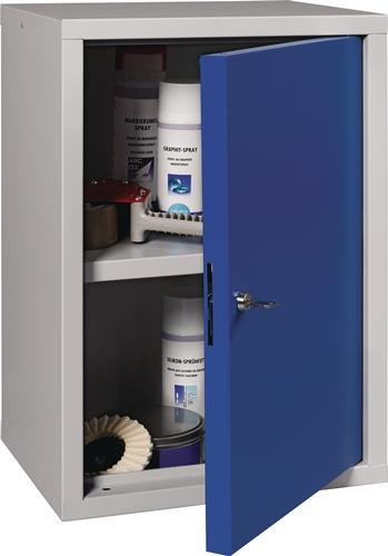 Hängeschrank H600xB400xT300mm Vollblech,1 BD lichtgrau/enzianblau