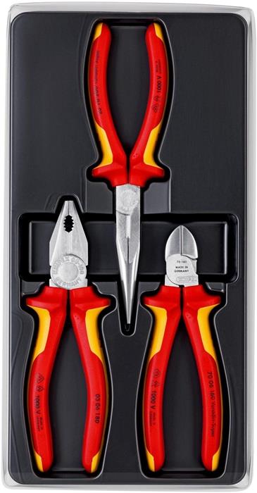 Zangensatz Elektro-Paket Inhalt 3-teilig VDE verchromt Kunststofftiefziehteil KNIPEX