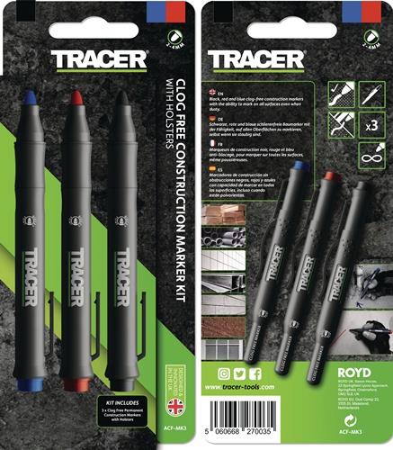 Baumarkierungsset TRACER Clog Free schwarz,blau,rot OX TOOLS