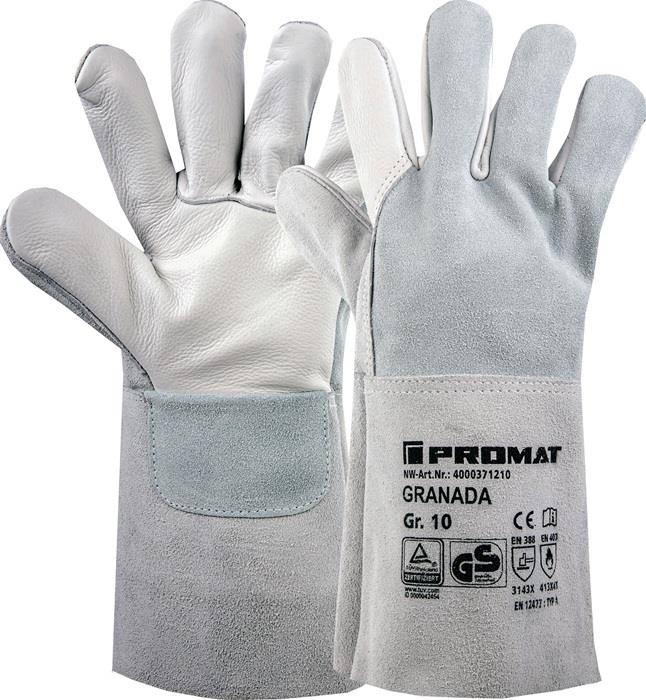 Schweißerhandschuhe Granada Größe 10 grau EN 388, EN 407, EN 12477 PSA-Kategorie II 6 Paar PROMAT