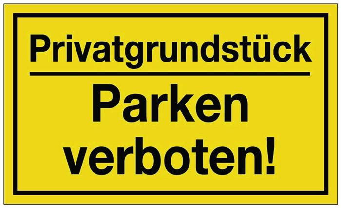 Hinweiszeichen Privatgrundstück/Parken verboten! L250xB150 mm gelb schwarz Kunststoff