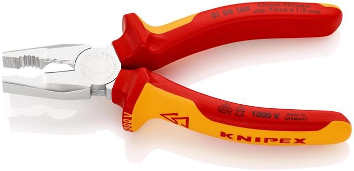 Kombizange verchromt Mehrkomponenten Hüllen VDE 160 mm max. 2 mm max. 1,5 mm 10 mm 16 mm²