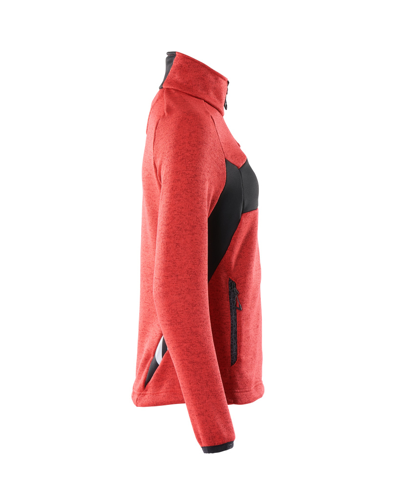Damen-Passform Strickpullover mit Reißverschluss ACCELERATE Verkehrsrot/Schwarz S