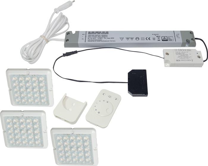 Anbauleuchten-Set Matrix emotion warmweiß 12 V 2 W Rahmenfarbe Edelstahl L&S