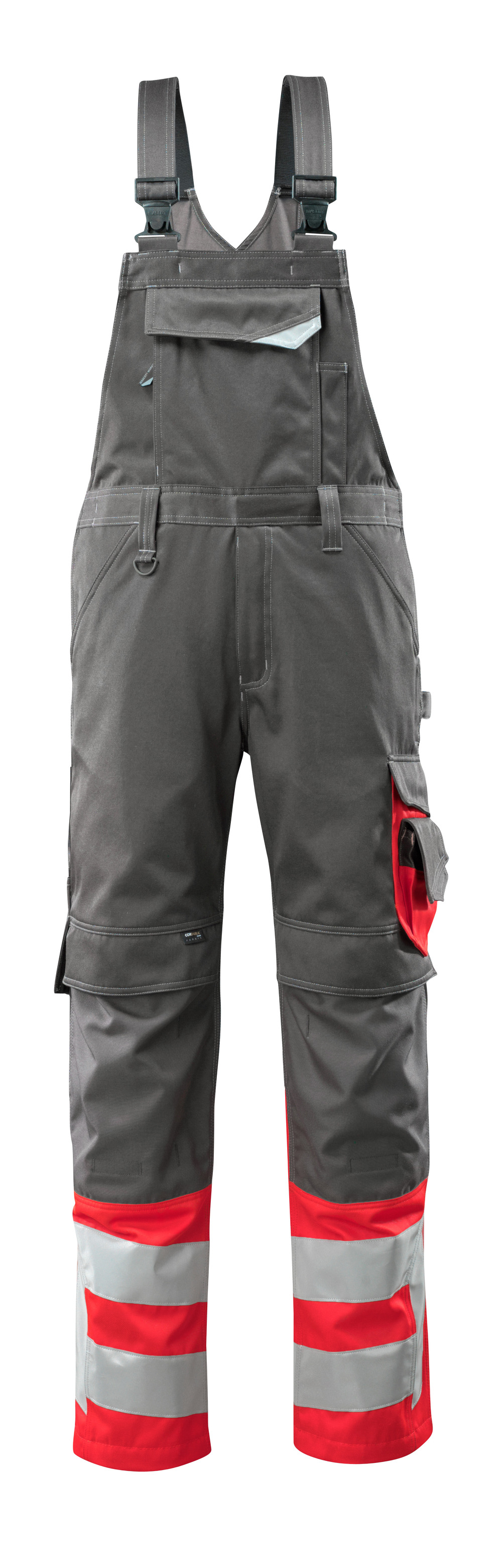 Latzhose mit Knietaschen SAFE SUPREME Dunkelanthrazit/Hi-vis Rot 76C46