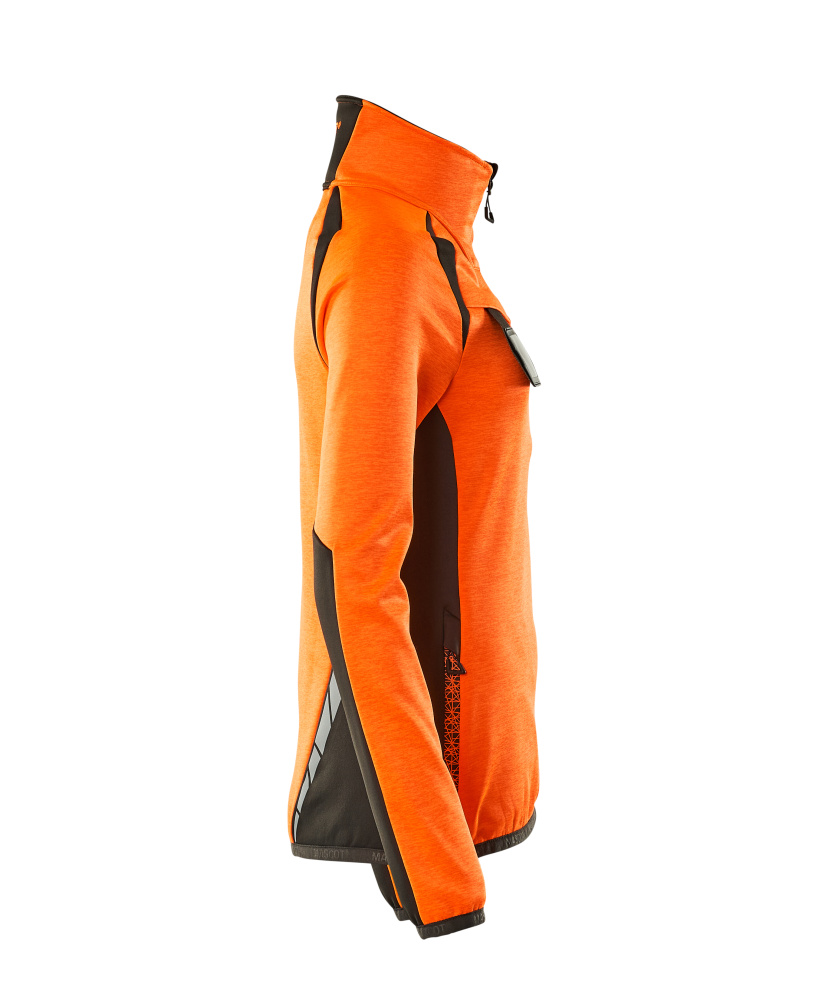 Damen-Passform Fleecejacke mit kurzem Reißverschluss ACCELERATE SAFE Hi-vis Orange/Dunkelanthrazit L