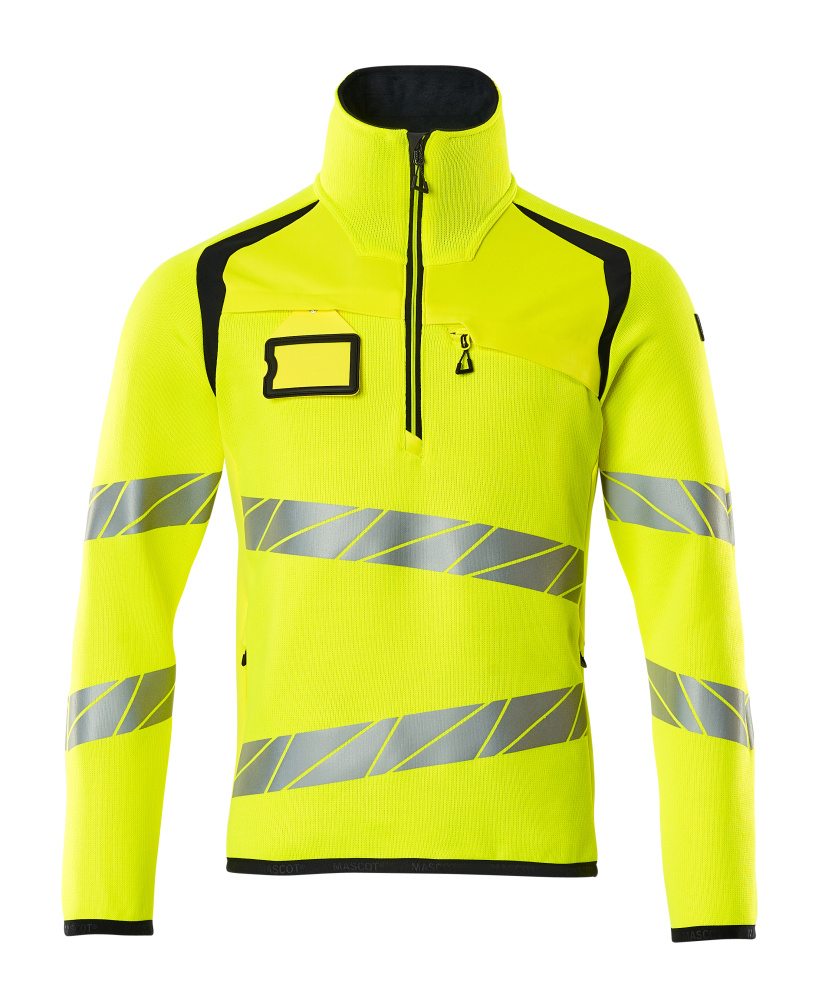 Strickpullover mit kurzem Reißverschluss ACCELERATE SAFE Hi-vis Gelb/Schwarzblau 5XL