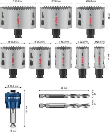 Lochsägen-Set PRO Multi Material PC Plus 11-tlg.25,32,40,54,60,68,76,86mm T.44mm