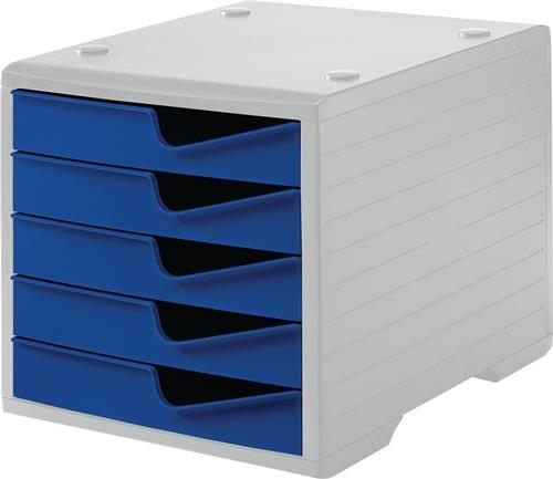 Ablagebox 5 Schubl.grau/blau Polystyrol H255xB270xT340mm STYRO