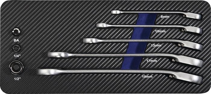 Maulringratschenschlüsselsatz 8-teilig Schlüsselweiten 8-19 mm umschaltbar PROMAT