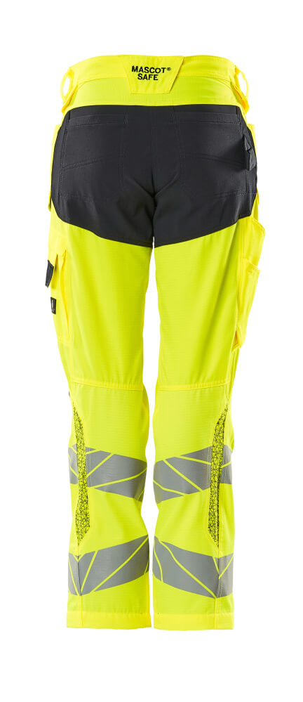Damen-Passform DIAMOND Hose mit Knietaschen ACCELERATE SAFE Hi-vis Gelb/Schwarzblau 82C50