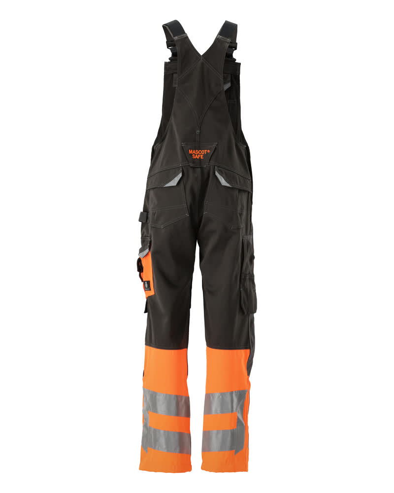 Latzhose mit Knietaschen SAFE SUPREME Dunkelanthrazit/Hi-vis Orange 76C46