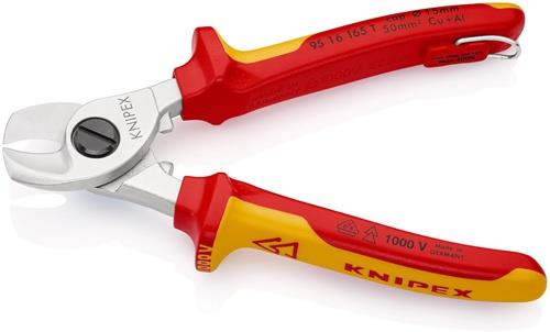 Kabelschere L.165mm Kopf verchr.VDE m.Öse Mehrkomp.-Hüllen Form 1 KNIPEX