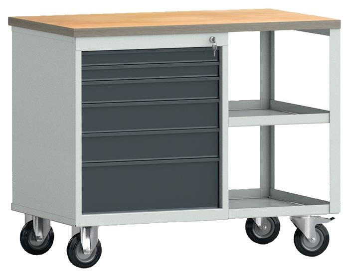 Werkbank PW 700 B1000xT620xH805mm Buche Multiplex 6 Schubl. anthrazitgrau, RAL 7016