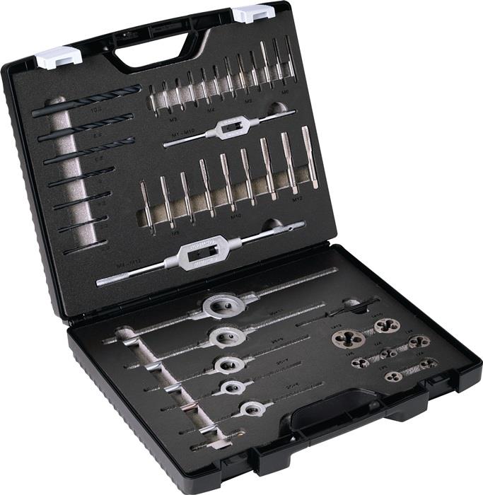 Gewindeschneidzeug-Satz M3-M12 44 teilig HSS Kunststoffkassette PROMAT