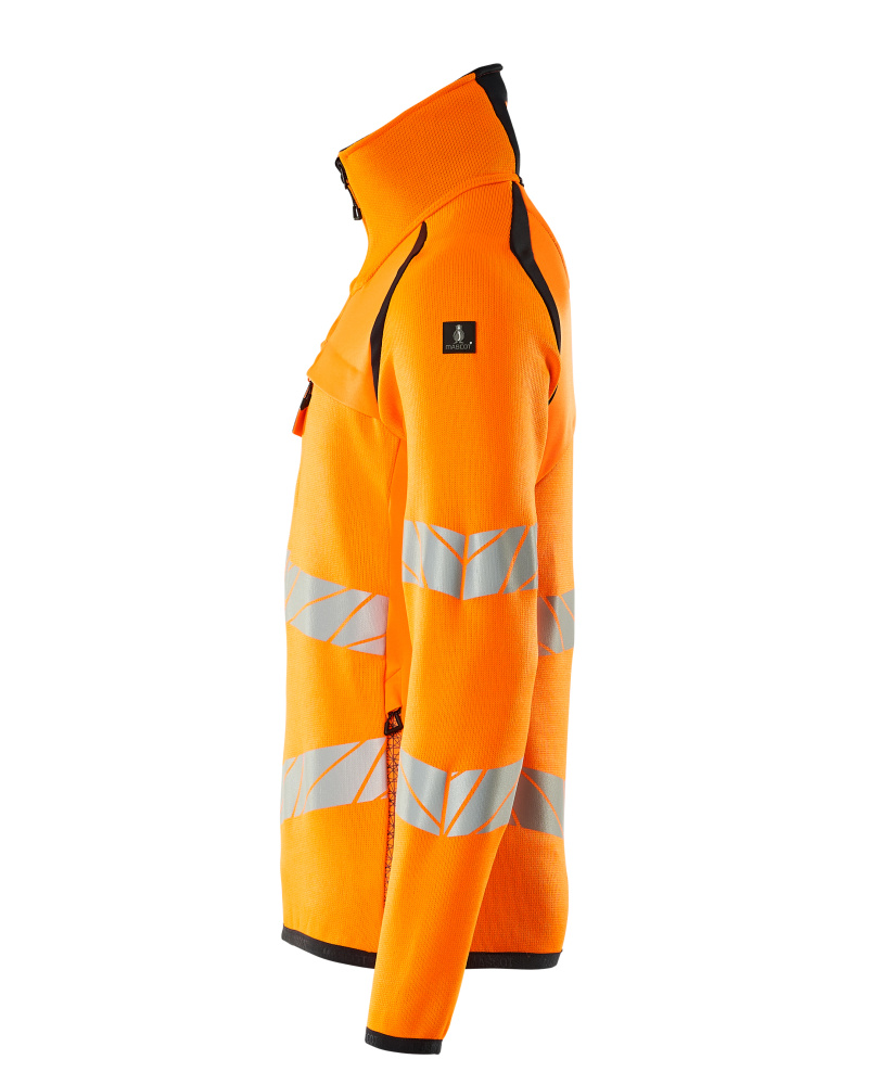 Strickpullover mit kurzem Reißverschluss ACCELERATE SAFE Hi-vis Orange/Schwarzblau 5XL