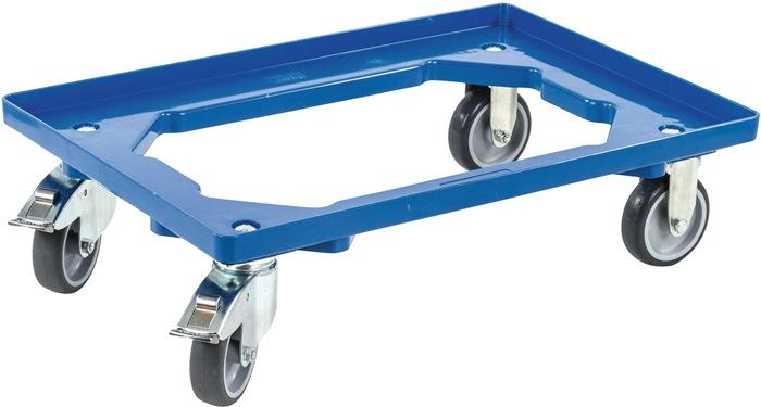 Kistenroller Tragfähigkeit 250 kg GummiBereifung L600xB400mm blau