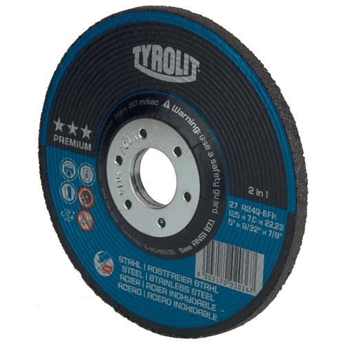 Schruppscheibe PREMIUM D125xS4mmKörnung 30 gekr.2in1 Bohr.22,23mm TYROLIT