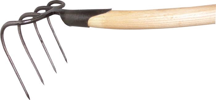 Dunghacke Zinkenlänge 210 mm m. Federdülle, m. Stiel Gewicht 1200 g, 4 runde Zinken KRUMPHOLZ