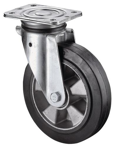 Schwerlastlenkrolle D.100mm Trgf.150kg Elastikgummi 138mm 110mm BS ROLLEN
