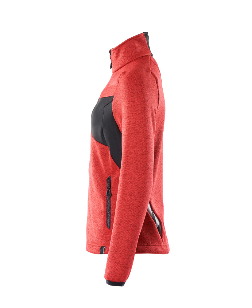 Damen-Passform Strickpullover mit Reißverschluss ACCELERATE Verkehrsrot/Schwarz S